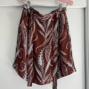 LOFT Brown Red Mini Wrap Skirt